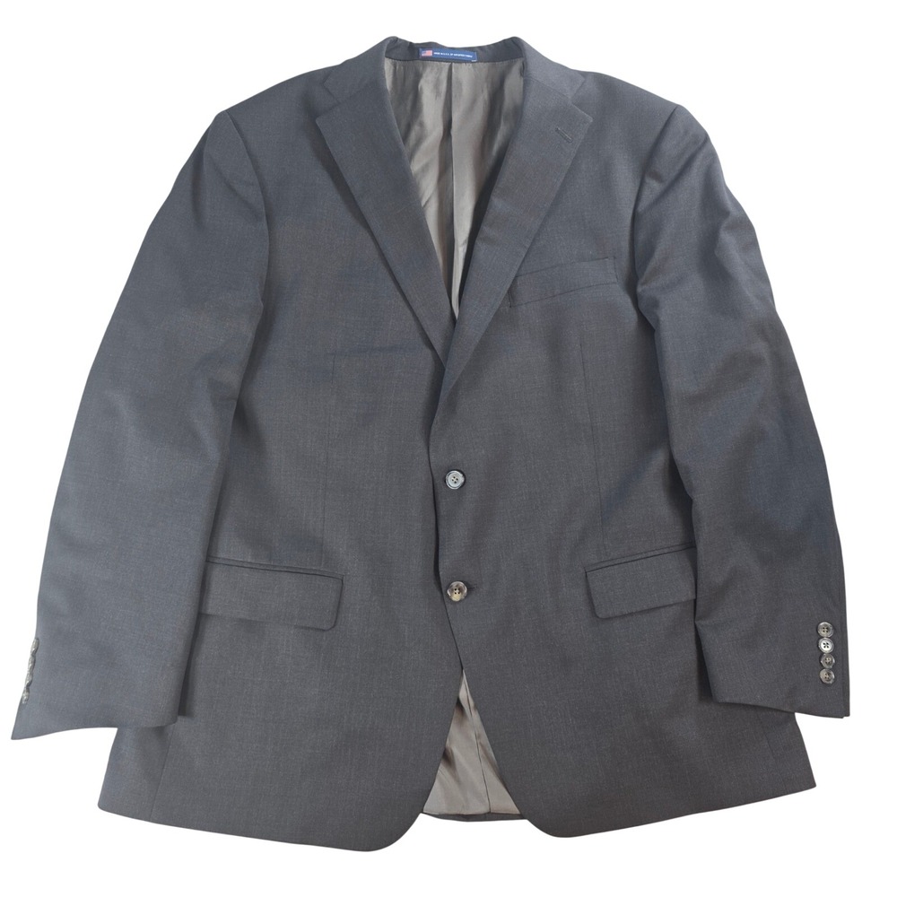 Hart Schaffner Marx Men 46R Charcoal Grey Chicago Fit Worsted Wool Blazer Jacket